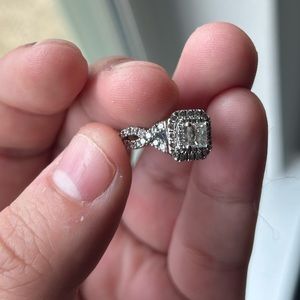 Vera Wang 3/8 CTTW Diamond Frame Engagement Ring in 14K White Gold